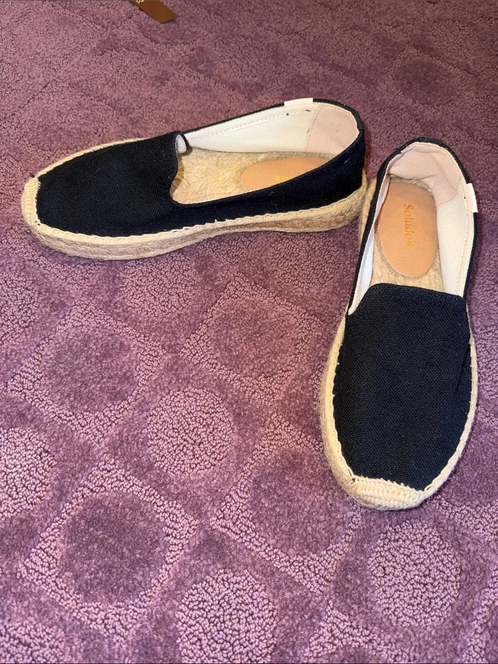 Soludos Black Canvas Smoking Slippers Espadrille Size 6
